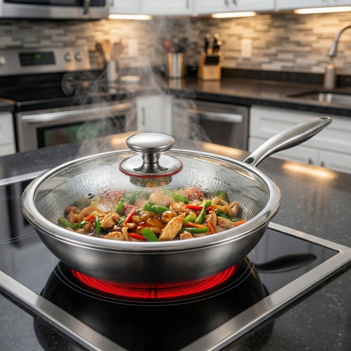 Hand-Hammered Titanium Wok 12"