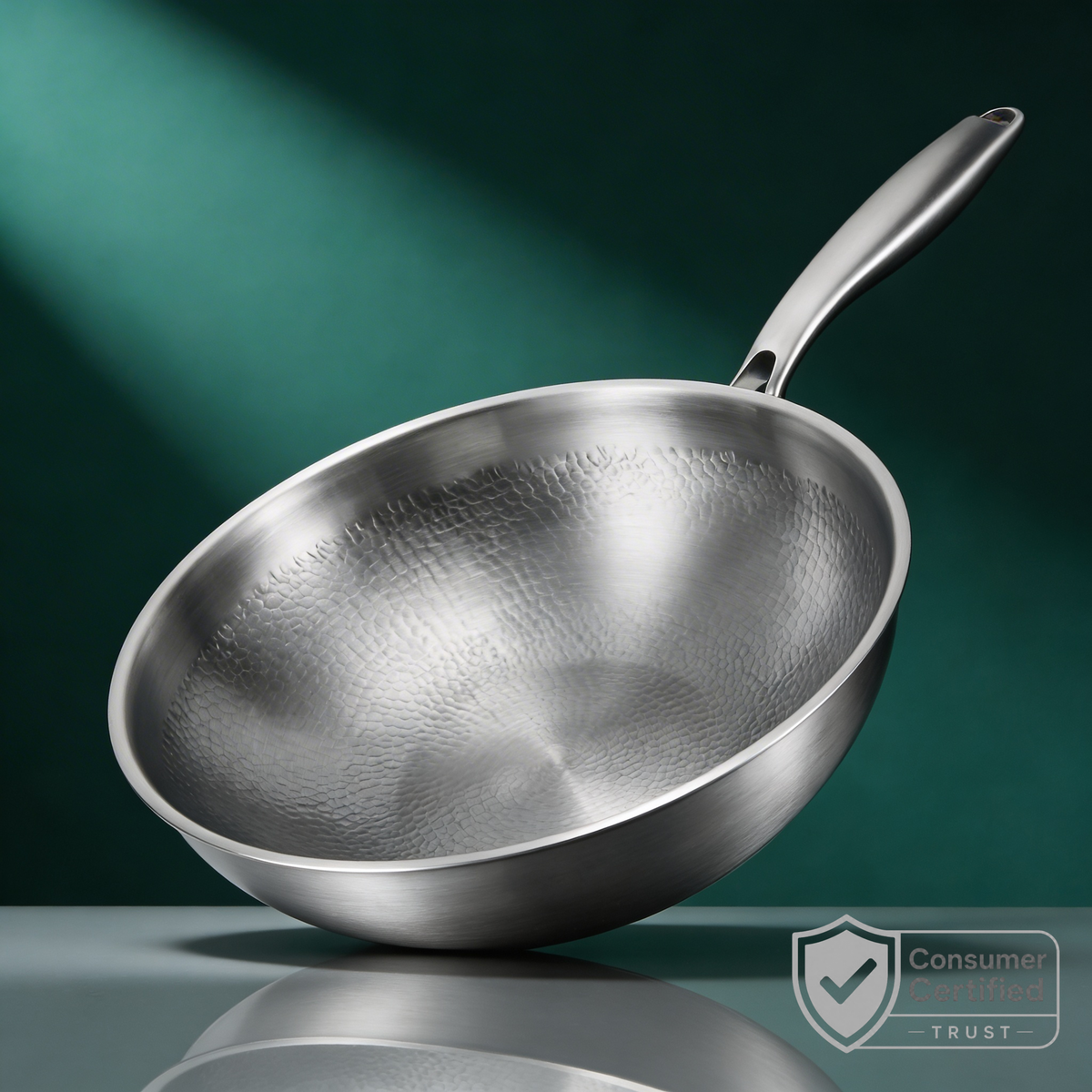Hand-Hammered Titanium Wok 12"
