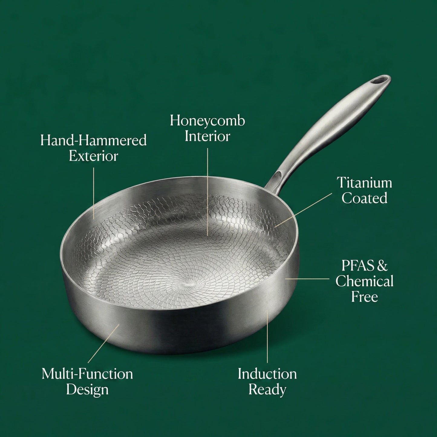 Hand-Hammered High-Wall Titanium Pan 10"