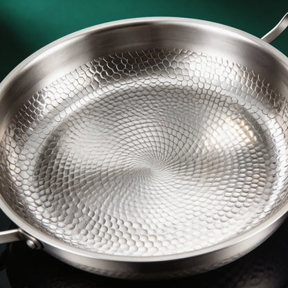 Hand-Hammered Titanium Pan with Two Handles 12"