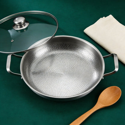 Hand-Hammered Titanium Pan with Two Handles 12"