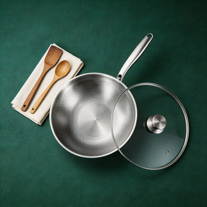 Hand-Hammered Titanium Wok 12"