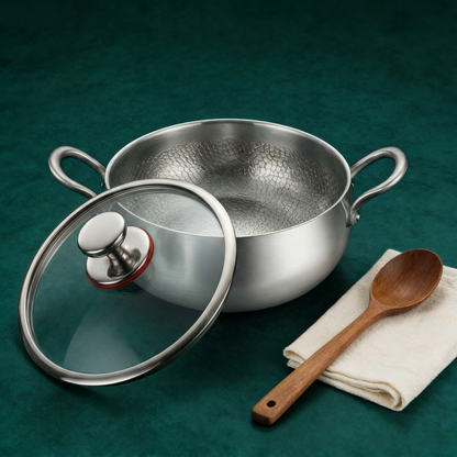 Hand-Hammered Deep Titanium Pot 11"