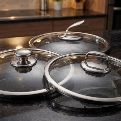 Hand-Hammered Titanium Complete Kitchen Set with 3 Lids (10, 11 & 12 Inch)
