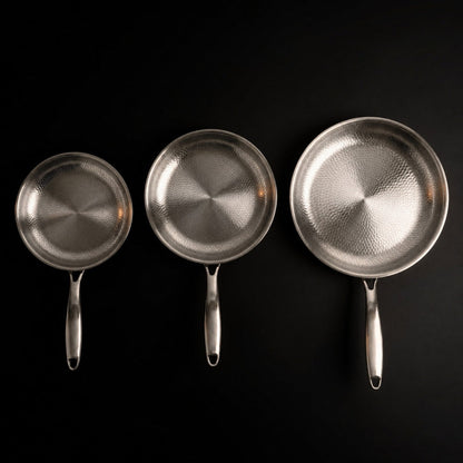 Hand-Hammered Titanium Pan - 3-piece set 9, 10, 11 Inch