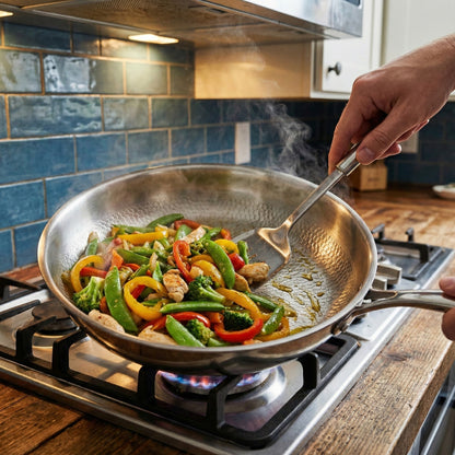 Hand-Hammered Titanium Pan - 3-piece set 9, 10, 11 Inch