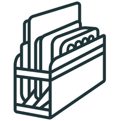 Icon of an organized file holder containing several folders.